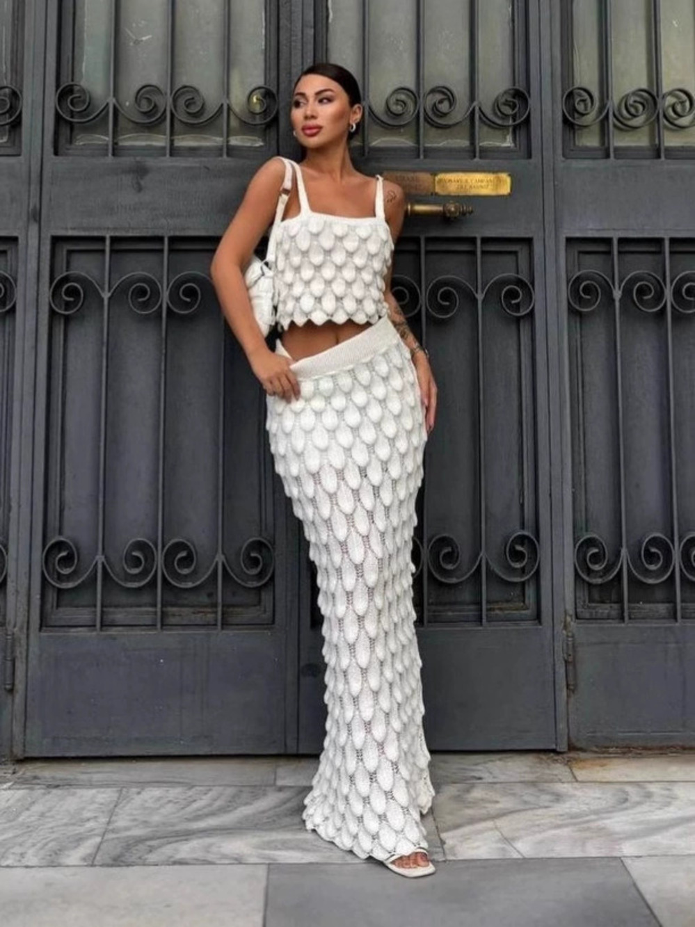 Zara Spring Summer Tube Top Split Skirt 2-Piece Set Casual Loose Vacation Outfit